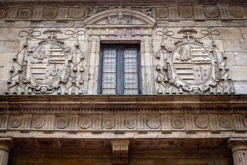 Fototapeta na wymiar Details of University of Oviedo historical building in Oviedo, Spain