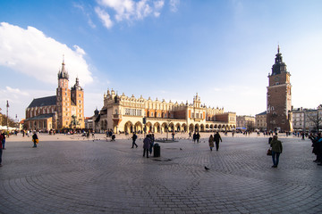 Krakow, Poland - April, 2019: Krakow - Poland's historic center, a city with ancient architecture.