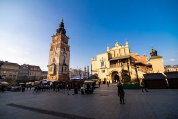 Fototapeta premium Krakow, Poland - April, 2019: Krakow - Poland's historic center, a city with ancient architecture.
