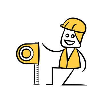 engineer or service man using measuring tape in yellow theme