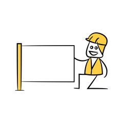 engineer or service man and white board in yellow theme