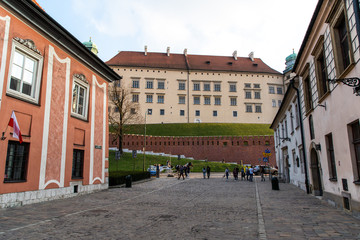 Naklejka premium Krakow, Poland - April 2019: The Little Market Square, Krakow, Poland. Krakow - Poland's historic center, a city with ancient architecture.