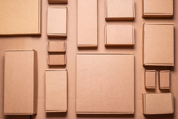 Set of Brown craft cardboard boxes, background