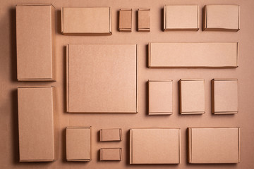 Set of Brown craft cardboard boxes, background