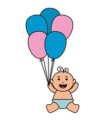 cute little baby boy with balloons helium