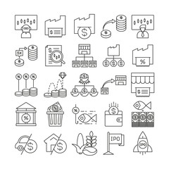 fund management and finance icons set line design