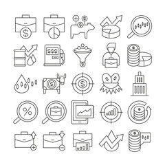 fund management and finance icons set line design