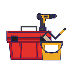 Construction tools and repair equipment blue lines