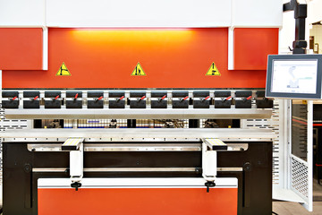 Hydraulic sheet bending machine at exhibition