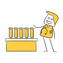 doctor and lab tubes icon in yellow theme