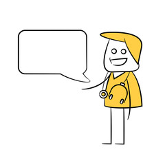 doctor character and speech bubble yellow stick figure 