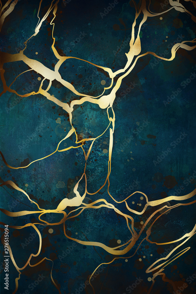 Wall mural golden abstract illustration on grunge background