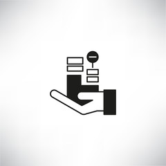 hand holding chart and minus sign for investment and hedging concept