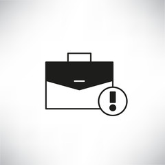 briefcase and alert mark icon for portfolio management concept