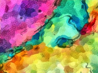 Watercolor and acrylic abstract background in warm and bright colors. Messy splashes of paint and artistic wet effect. Beauty pastel pattern.