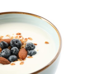 Bowl with parfaits dessert isolated on white background