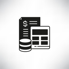 bill or receipt and calculator icon for balance sheet concept