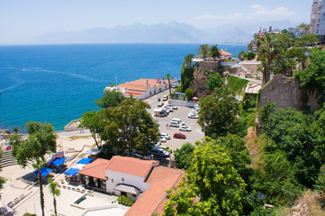 Antalya, old town, view of the Mediterranean sea.Bright Sunny summer day