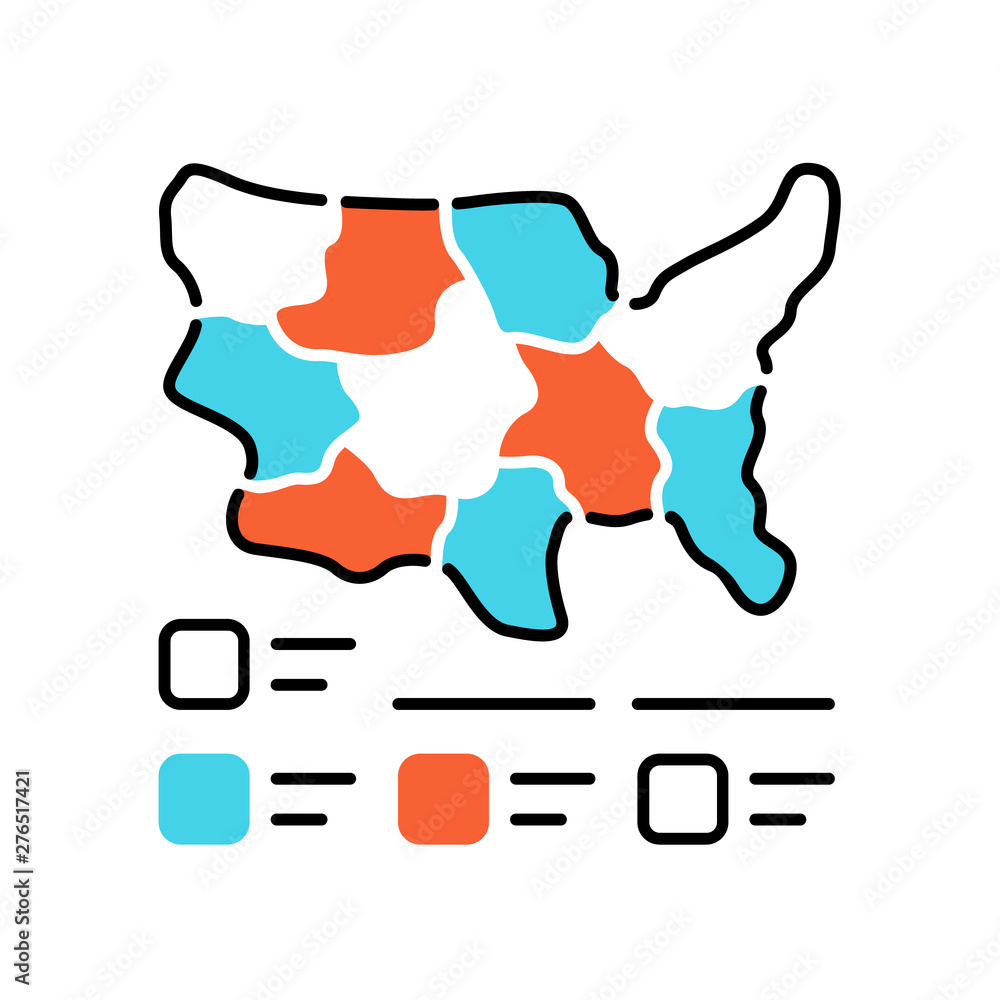 Aufkleber cartogram color icon. diagram. usa map with statistics. data visualization. financial, sociological,
