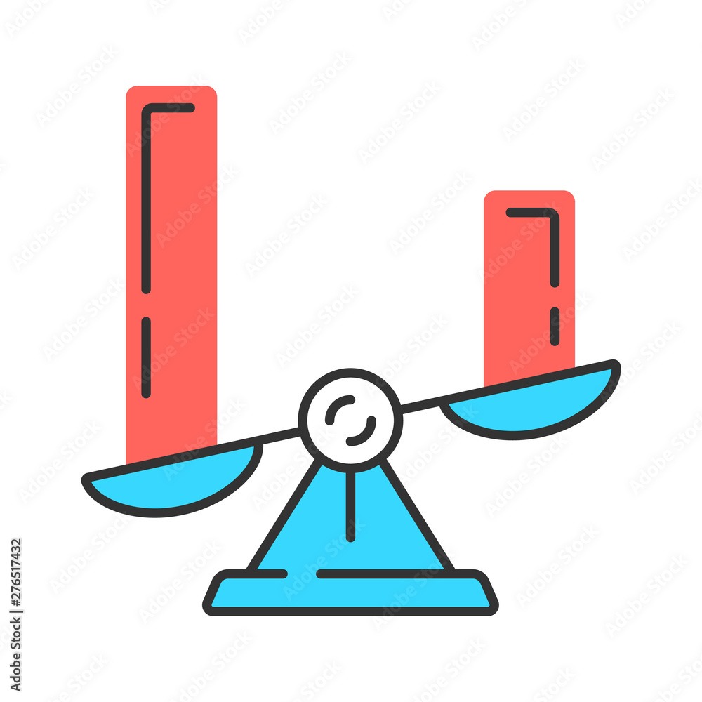 Poster comparison diagram color icon. cluster diagram. contrast objects symbolic representation. visual com