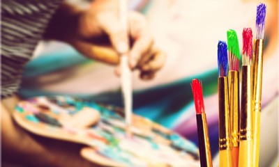 Different Artist brushes, close-up view