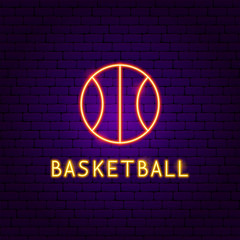 Obraz premium Basketball Ball Neon Label