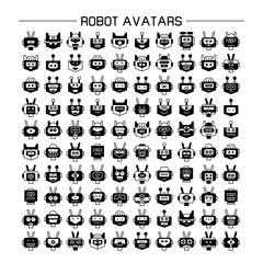 Fototapeta na wymiar vector set of robot avatar icons 