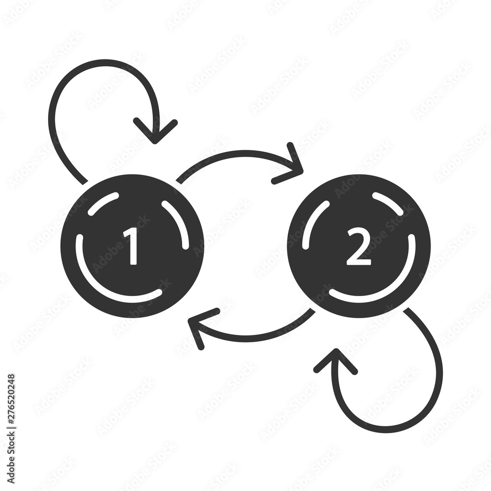 Poster state diagram glyph icon. system behavior. object two states. computer science. data processing. inf