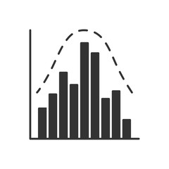 Histogram glyph icon. Diagram. Business trade info. Financial analytics. Statistics data visualization. Report in visible form. Silhouette symbol. Negative space. Vector isolated illustration