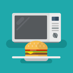 Fast food burger from microwave in dish