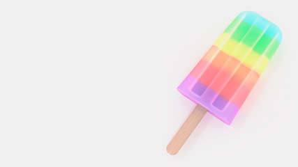 Realistic 3D Rendering of Multi Color Popsicle with Copy Space.