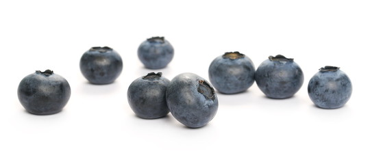 Blueberries macro isolated on white background