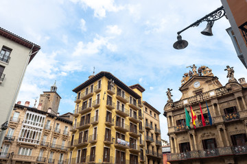 Fototapeta na wymiar Town Hall Square of Pamplona, Spain