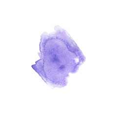 Watercolor light violet abstract spot isolated on white background. Hand drawn illustration.