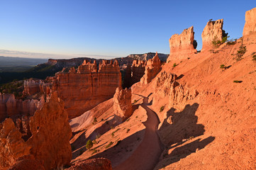 The Navajo Loop Trail in Bryce Canyon National Park, Utah at sunrise.