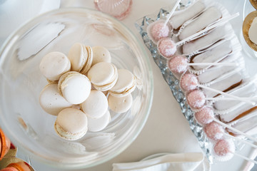 Fototapeta na wymiar Tasty and sweet sweets on a beautiful table