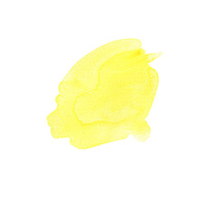 Watercolor abstract yellow spot isolated on white background. Hand drawn illustration.