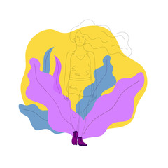 Beautiful girl wearing innovative trendy footwear with five toes providing barefoot experience.