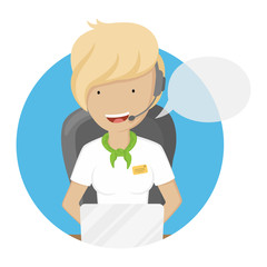 Girl operator of call center. Vector illustration