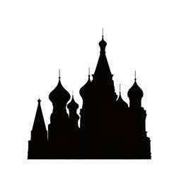 The silhouette of an Orthodox church. St. Basil's Cathedral