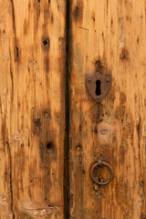 Close up detail of old timber door