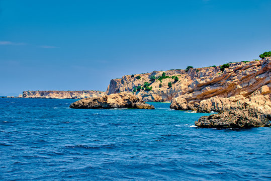 Mediterranean sea coast of pserimos island greece
