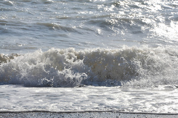 Black sea with small waves. Crimean coast