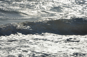 Black sea with small waves. Crimean coast