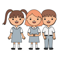 cute little students group characters