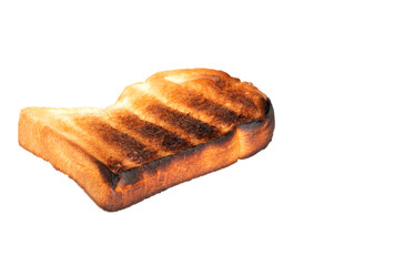Burned toast on white background