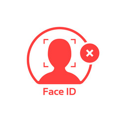 face id cancel red logo isolated on white