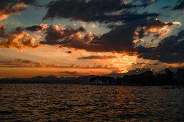 Naklejka premium Sunset on Lake Garda Bardolino