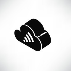 cloud server icon solid isometric design