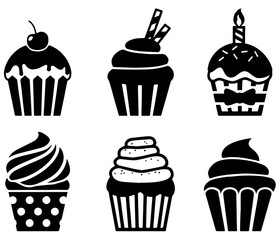 Vector Cakes and Cupcakes . Vector illustration